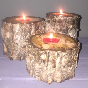 candles in wood